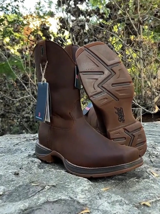 Justin Men's Braswell Brown Round Toe Roper Boots