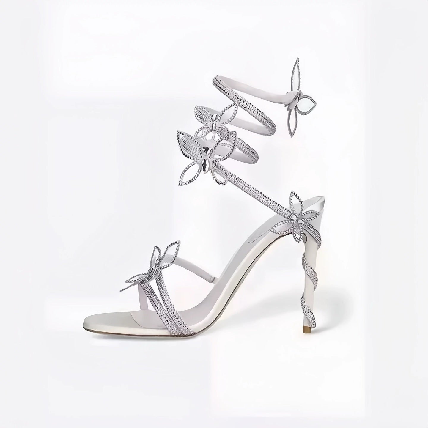 Flower Diamond Snake-Wrapped High Heels