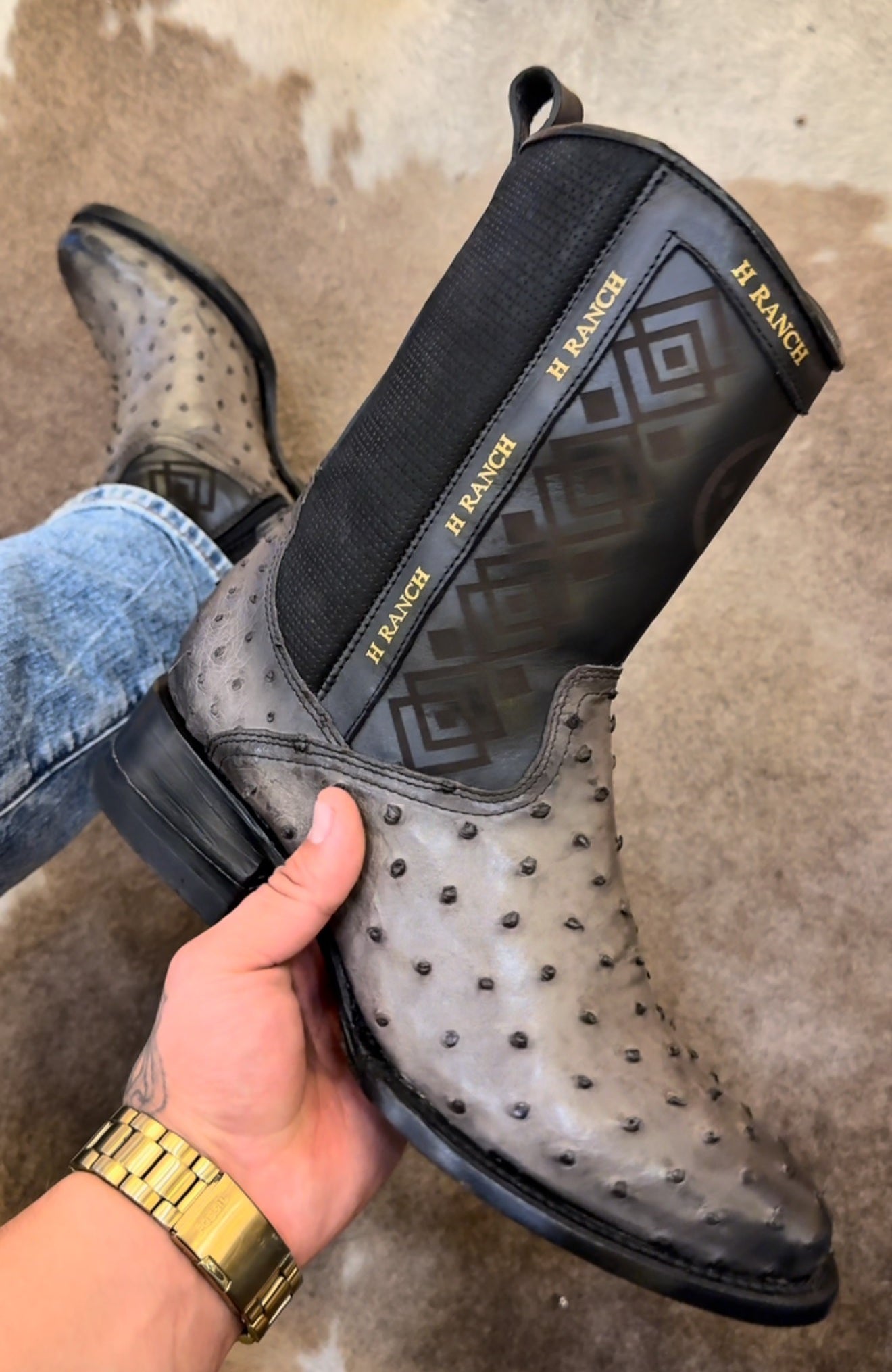 Vintage Ostrich Leather Ranch Cowboy Boots(Buy 2 Free Shipping✔️)