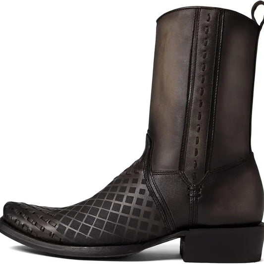 Classic Vintage Check Long Cowhide Boots