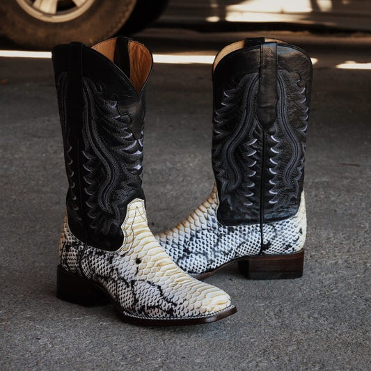Exotic Python Natural Square Toe Boots