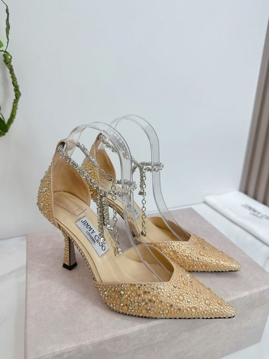 Sparkling Crystal Chain High Heels